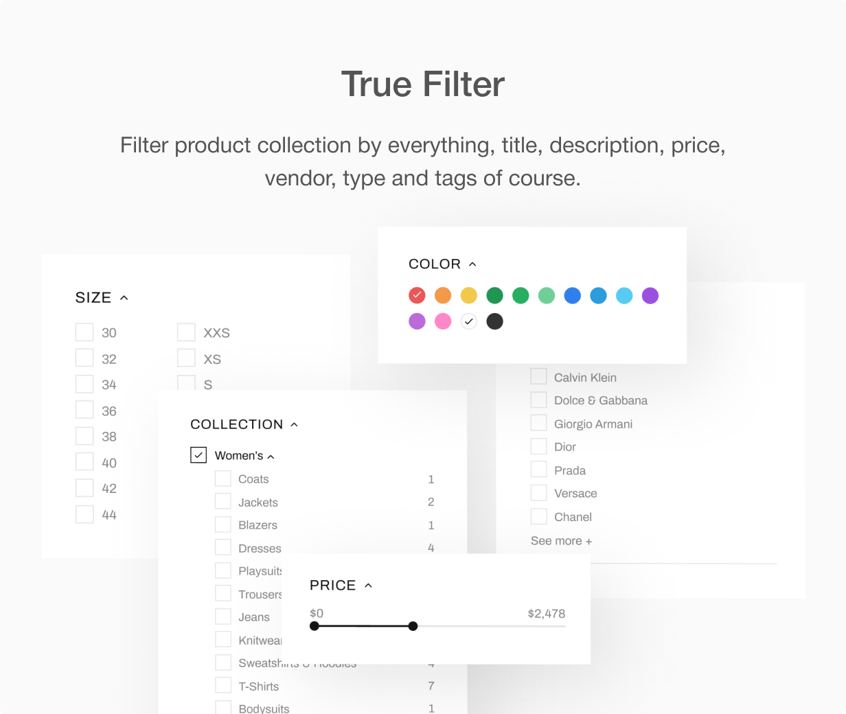 Refine filters by everything at Shella Shopify theme