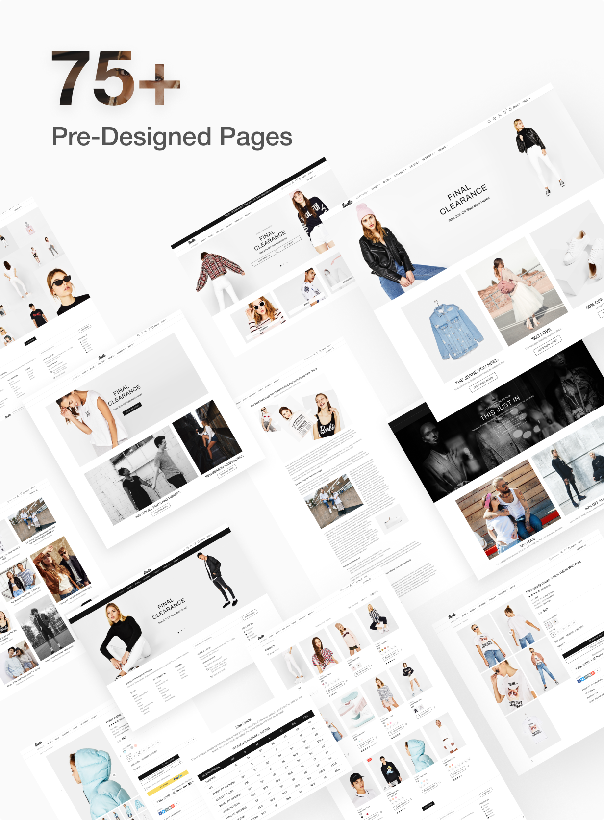 75+ pre designed pages for Shella Shopify theme