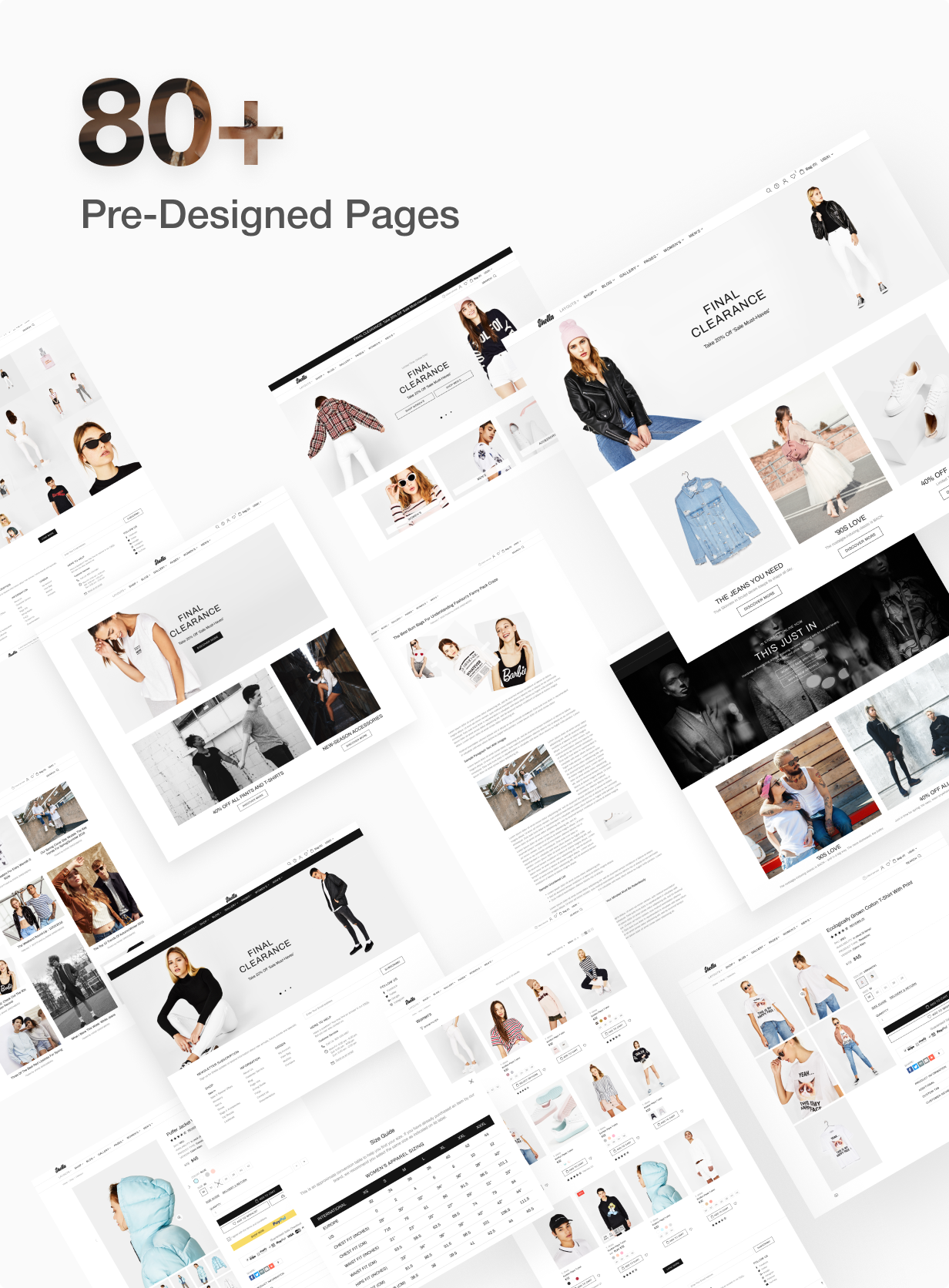 80+ pre designed pages for Shella Shopify theme