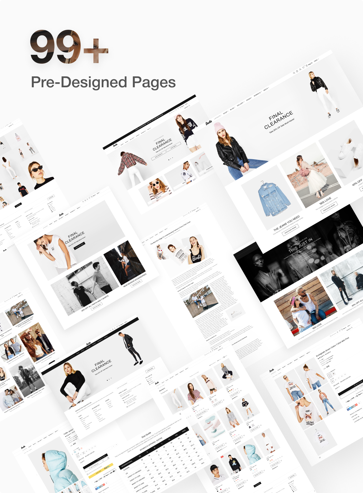 99+ pre designed pages for Shella Shopify theme