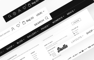 Numerous header and footer options at Shella Shopify theme