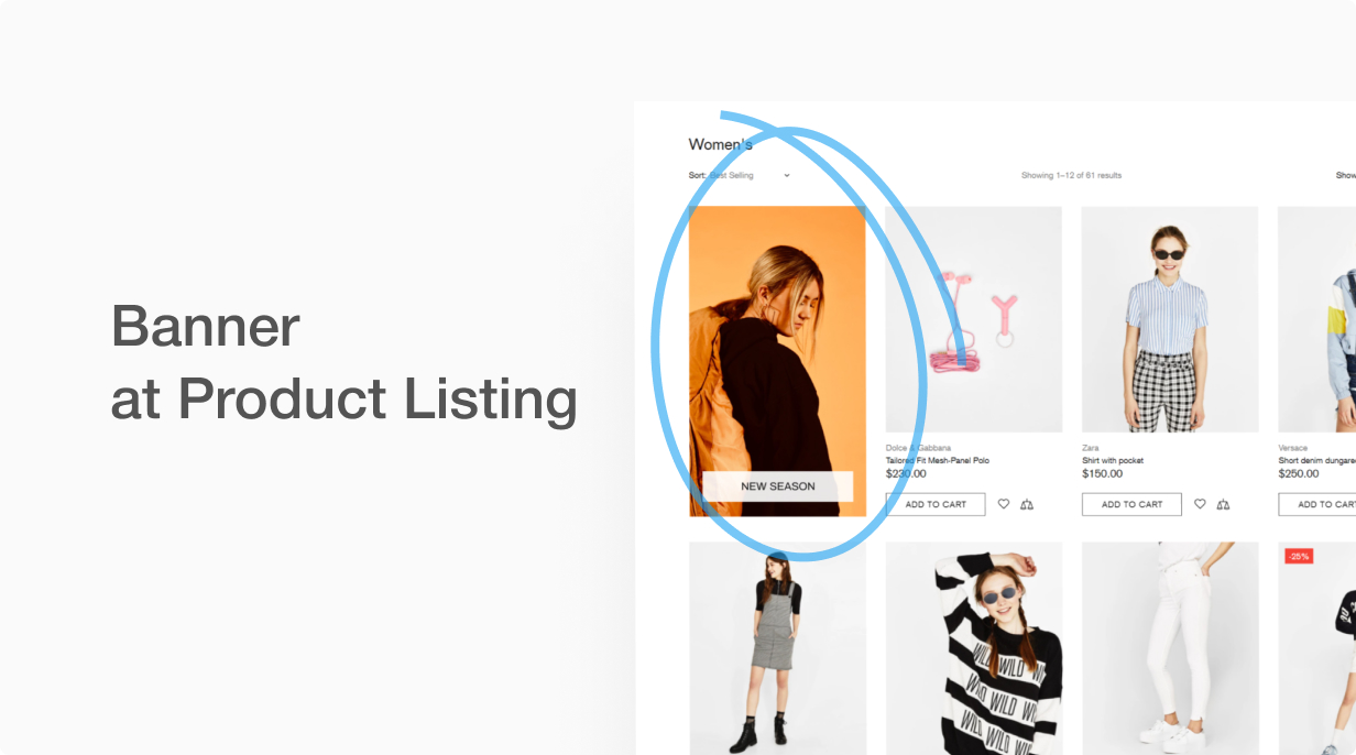 Banner at product listing