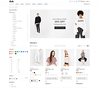 Shopify Collection page demo with banner and four products per row