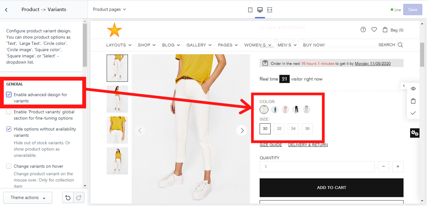 Product Variants Shella Shopify Theme