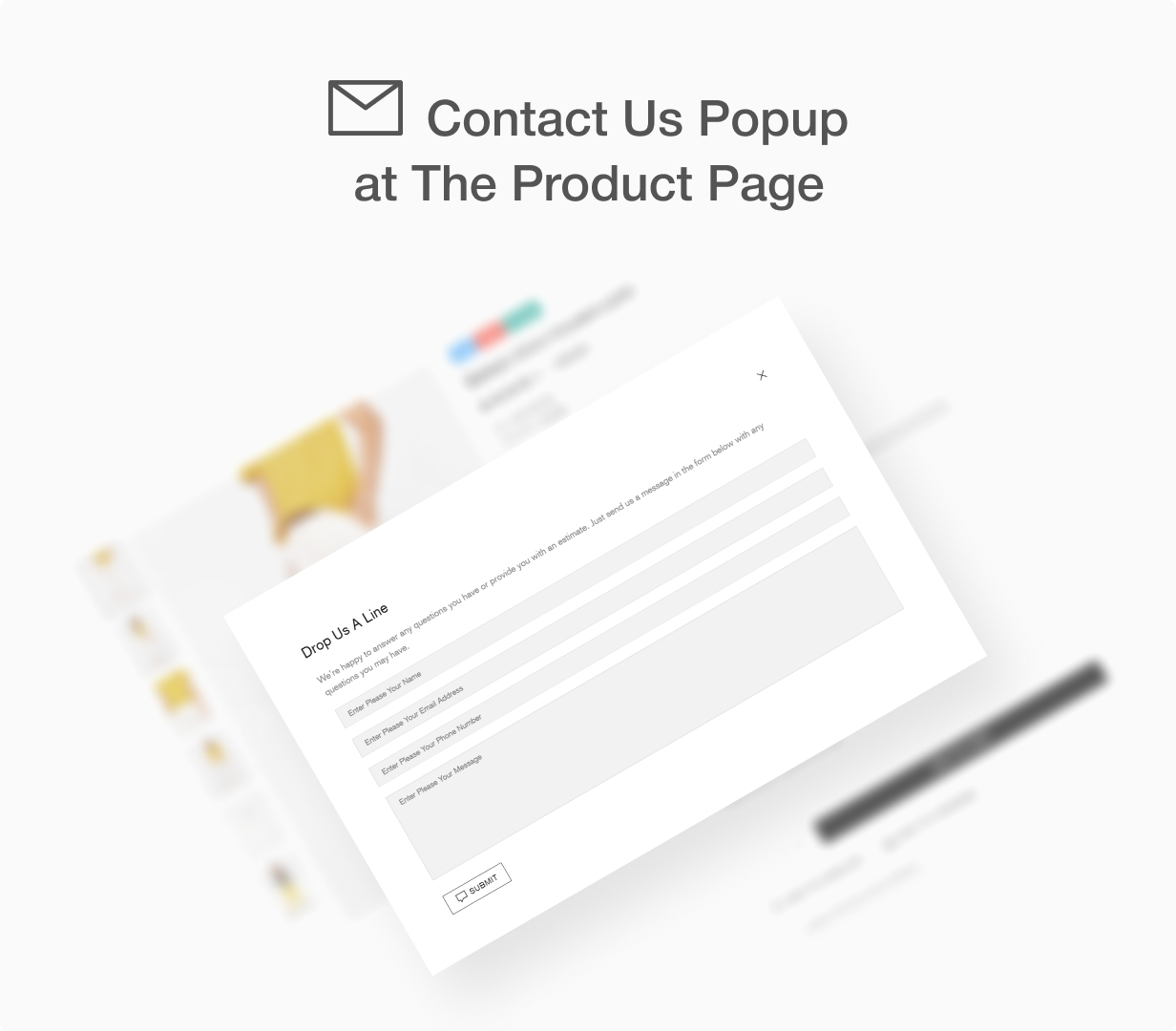 Product page. Contact popup.