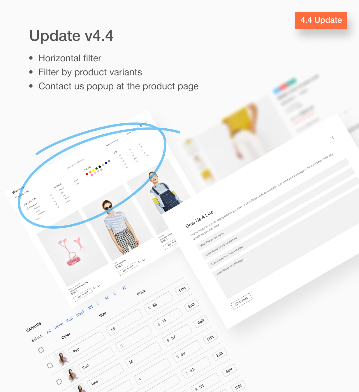 Update 4.4 Horizontal filter. Filter by product variants